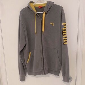 Puma Gray & Yellow long sleeved Zip-Up Hoodie Unisex size Medium